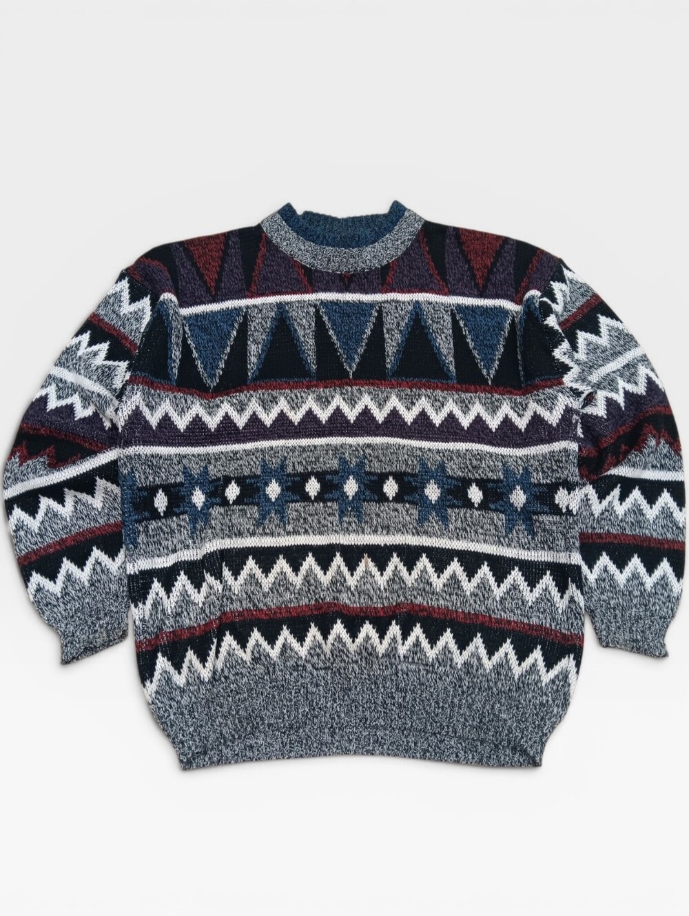 80s Todays News Men's Geometric Acrylic Crewneck Sweater XL